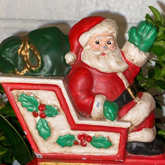 Vintage Midwest of Cannon Falls Santa in Sleigh Stocking Holder - Picture 2 of 14